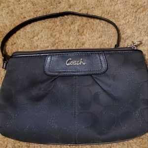 Coach Signature Metallic Glitter Black Wristlet